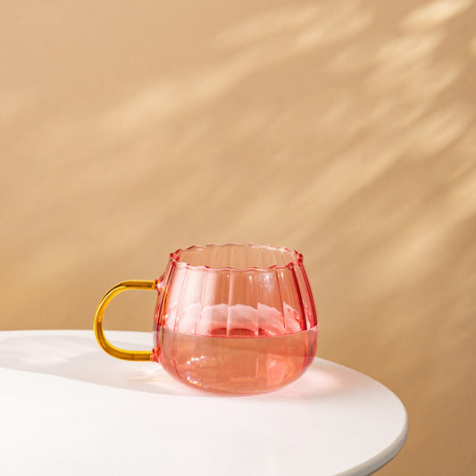BEVANDA Pink Glass Mug 0.4L with Gold Handle