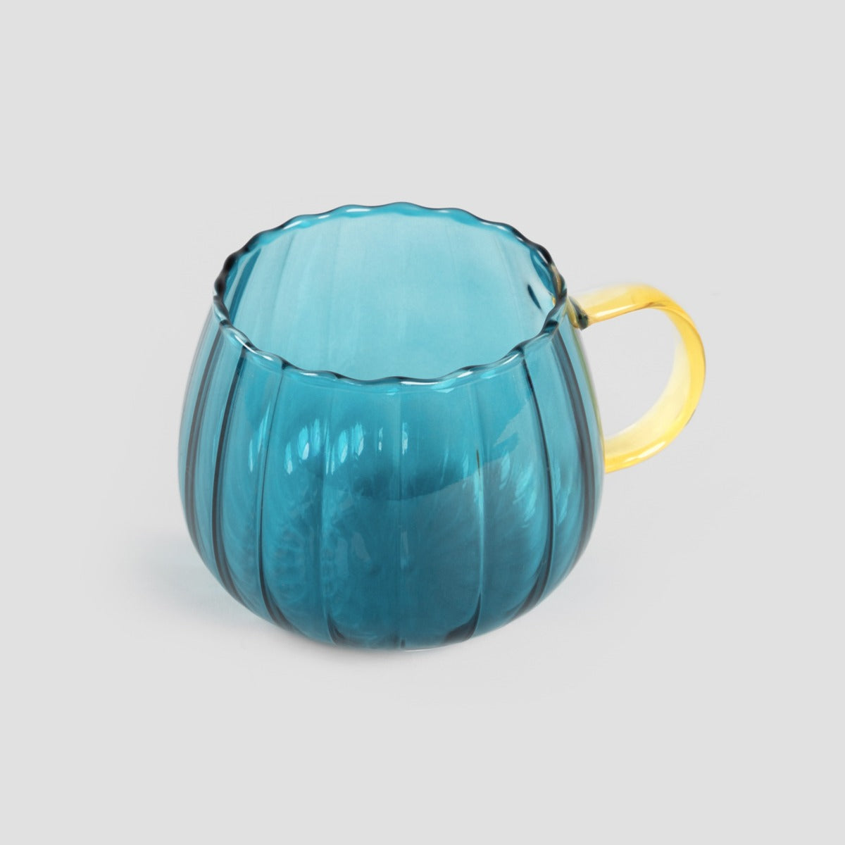 BEVANDA Blue Glass Mug 0.4L with Gold Handle