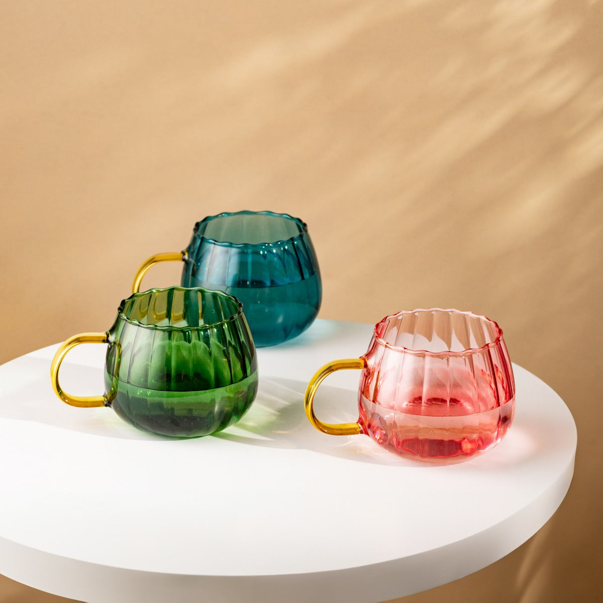 BEVANDA Blue Glass Mug 0.4L with Gold Handle