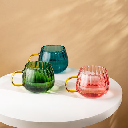 BEVANDA Blue Glass Mug 0.4L with Gold Handle