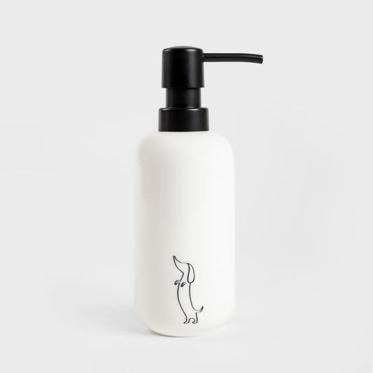 DORSEY White Dachshund Soap Dispenser - Ceramic Bathroom Accessory
