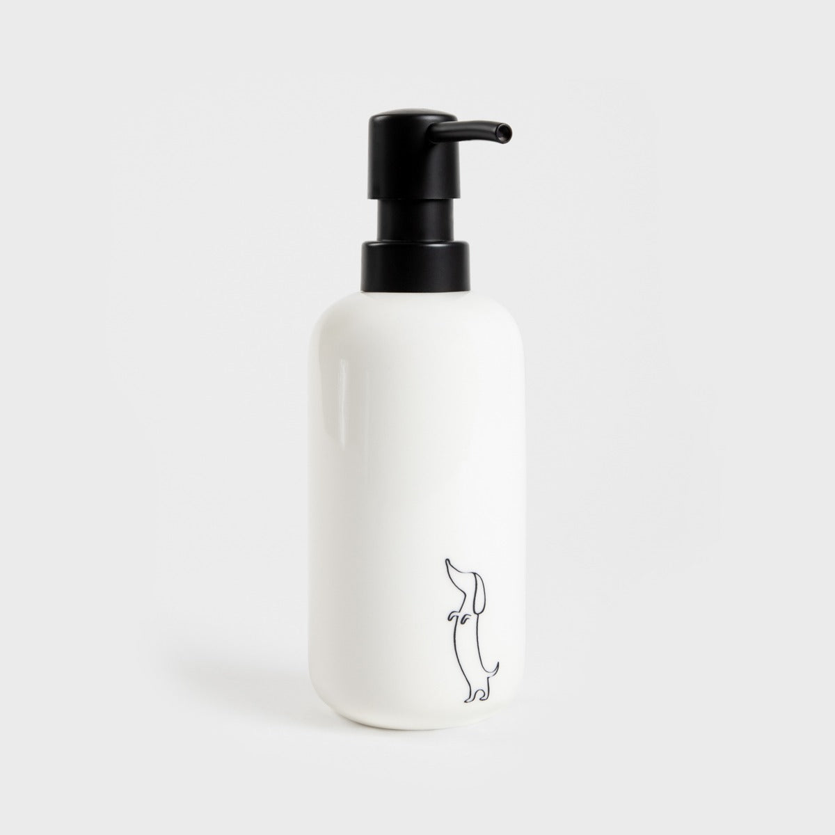 DORSEY White Dachshund Soap Dispenser - Ceramic Bathroom Accessory