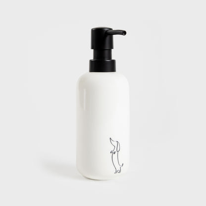 DORSEY White Dachshund Soap Dispenser - Ceramic Bathroom Accessory