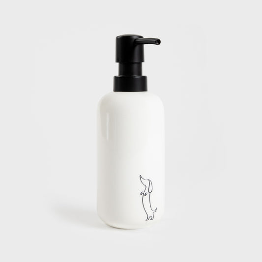 DORSEY White Dachshund Soap Dispenser - Ceramic Bathroom Accessory