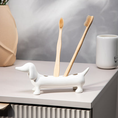 DORSEY Ceramic Toothbrush Holder with Dachshund Design