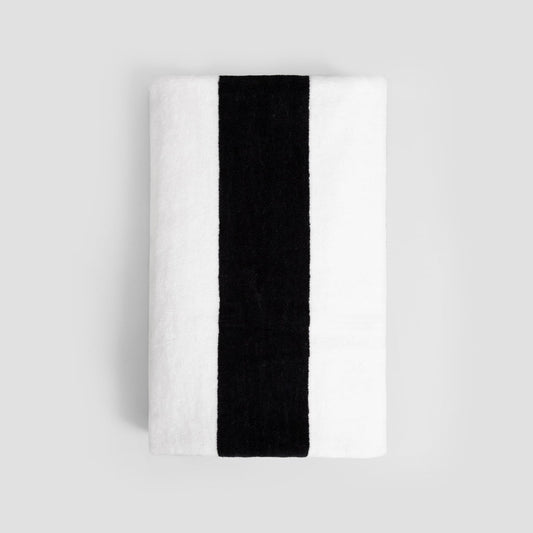 LAWENA Black and White Striped Towel 100x150 cm