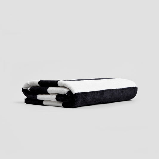 LAWENA Black and White Striped Towel 100x150 cm