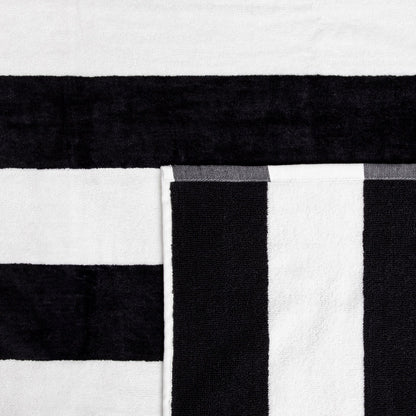 LAWENA Black and White Striped Towel 100x150 cm