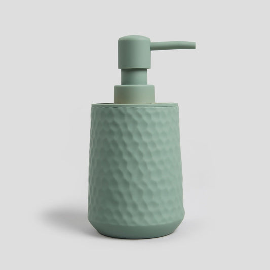 PAMUK Green Soap Dispenser with Natural Wood Texture