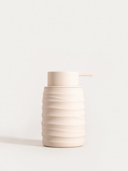TORUS Embossed Beige Soap Dispenser 8.2x8.2x17 cm