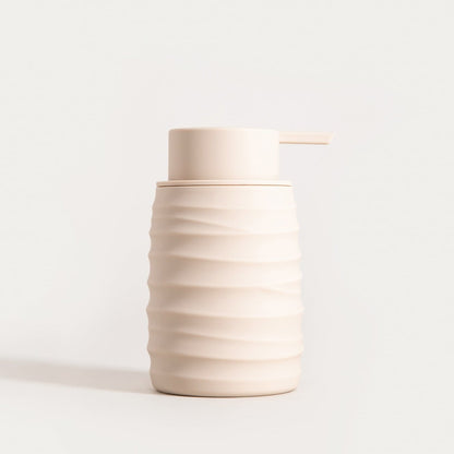TORUS Embossed Beige Soap Dispenser 8.2x8.2x17 cm