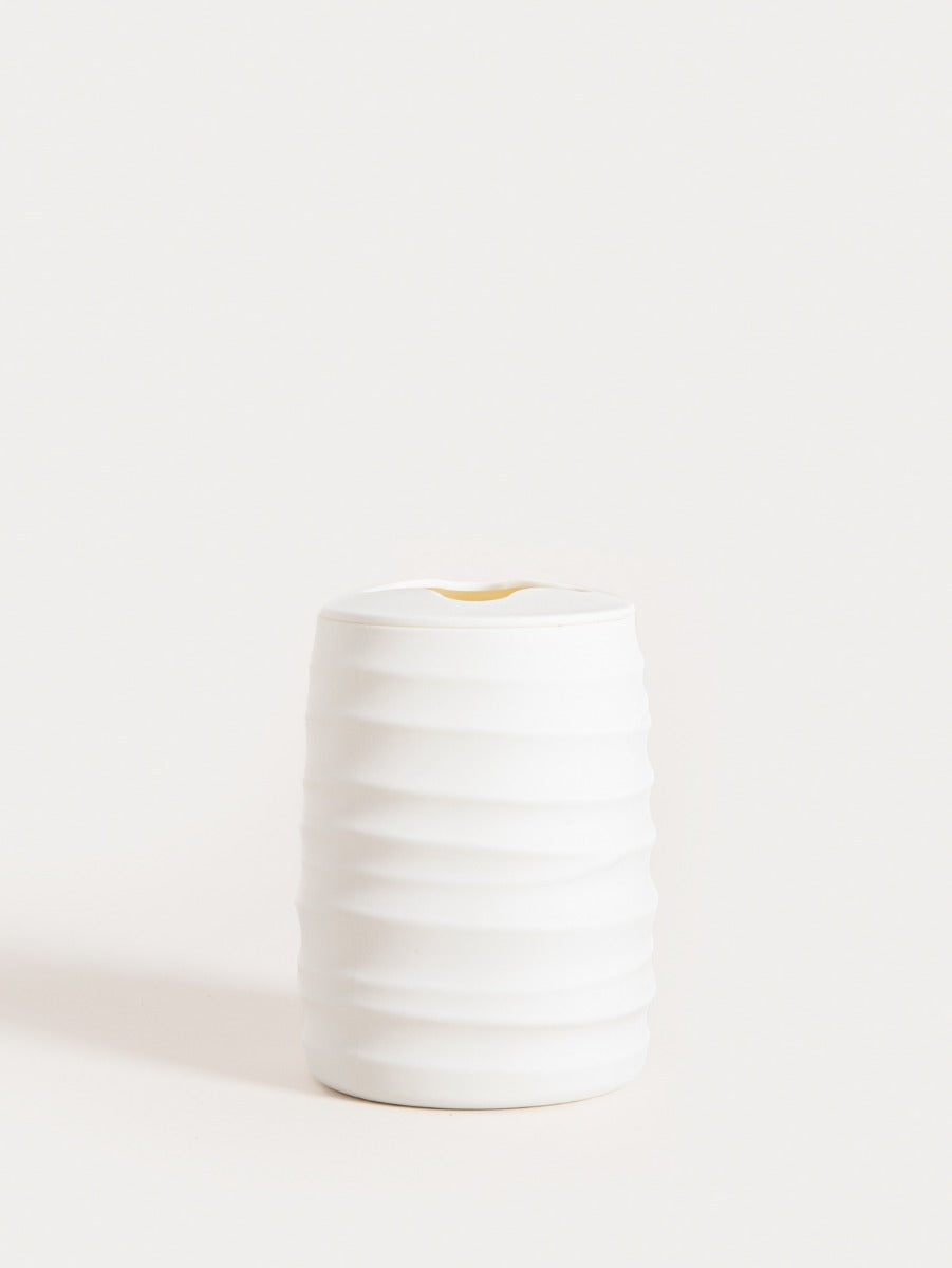 TORUS Embossed White Bathroom Mug - 8.2x8.2x11 cm
