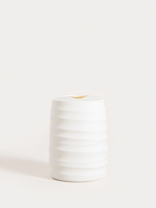 TORUS Embossed White Bathroom Mug - 8.2x8.2x11 cm