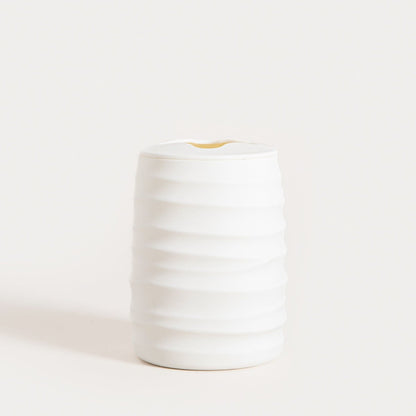 TORUS Embossed White Bathroom Mug - 8.2x8.2x11 cm