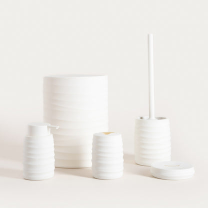 TORUS Embossed White Bathroom Mug - 8.2x8.2x11 cm