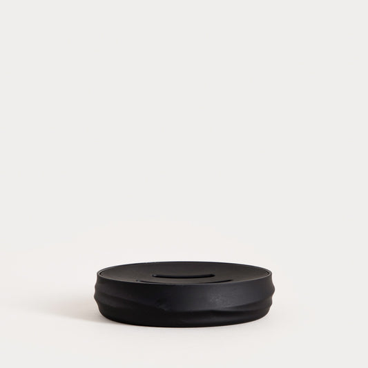 TORUS Embossed Black Soap Dish 11x11x2.5 cm