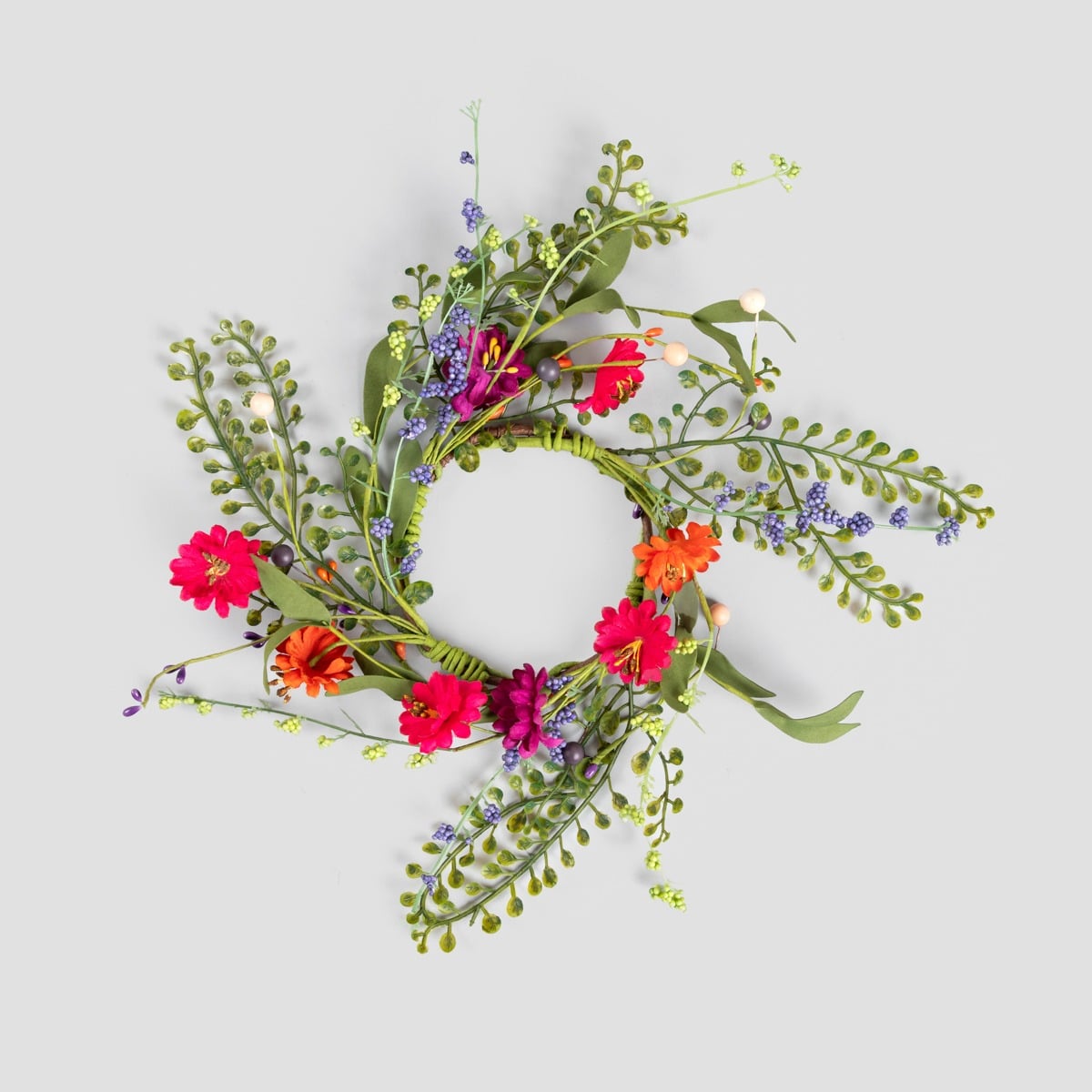 MEADOW Artificial Flower Wreath with Coloured Flowers 63x22x22cm