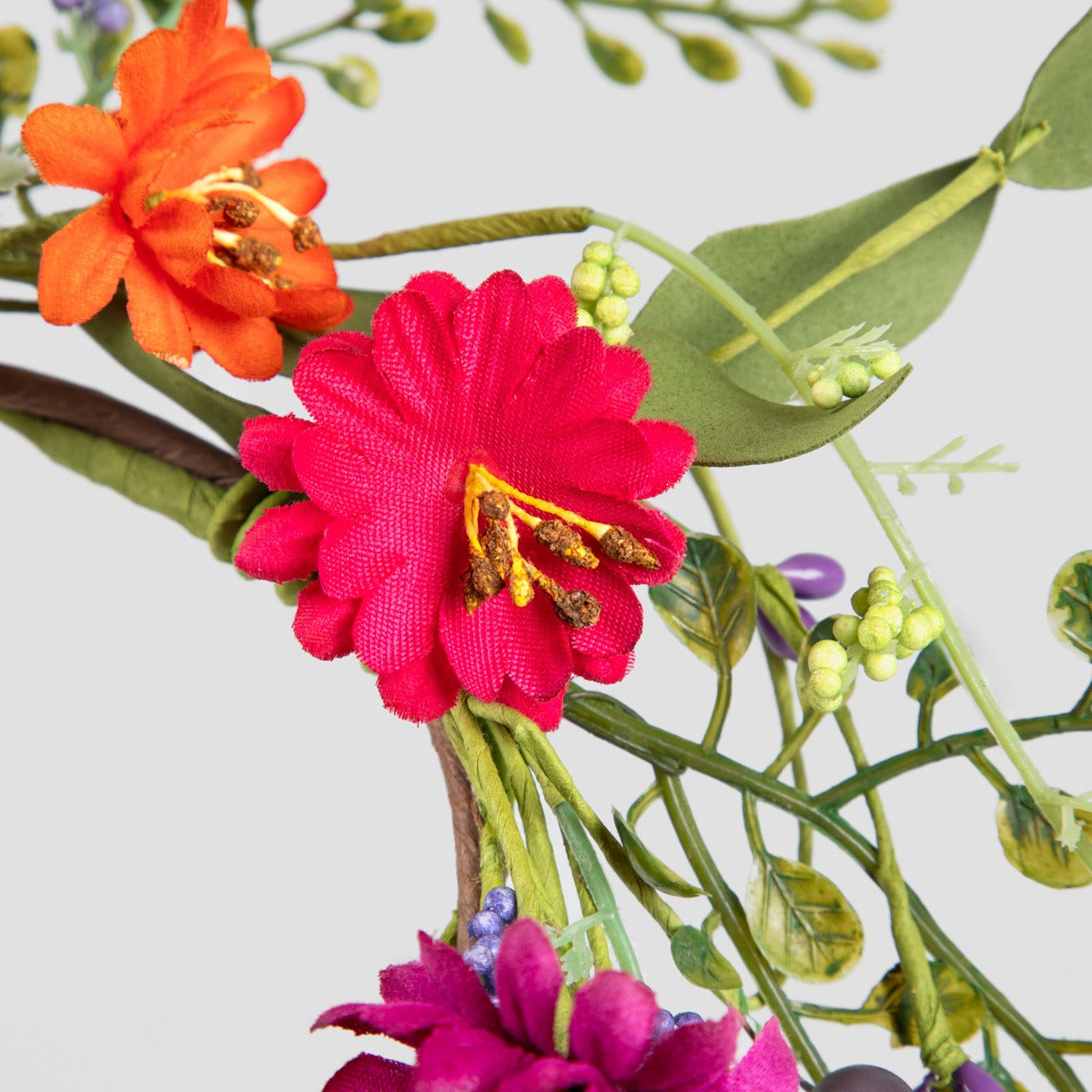 MEADOW Artificial Flower Wreath with Coloured Flowers 63x22x22cm