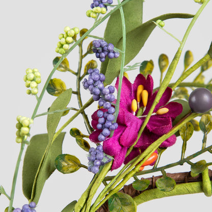 MEADOW Artificial Flower Wreath with Coloured Flowers 63x22x22cm