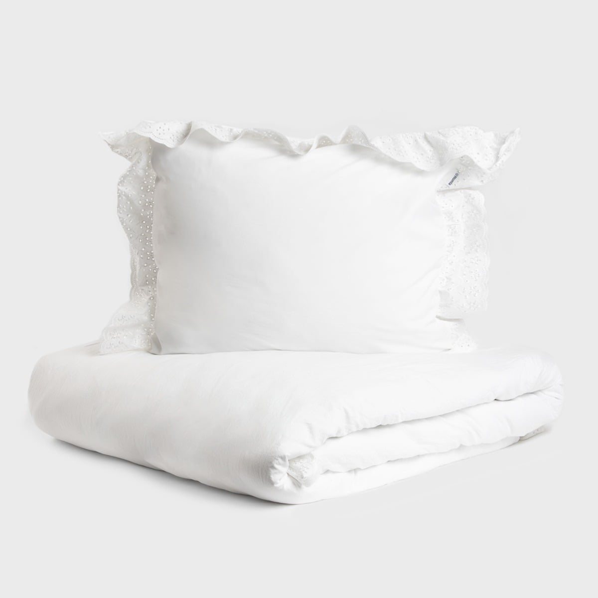 MORAIN Microfibre White Bedding Set with Lace 140x200 cm