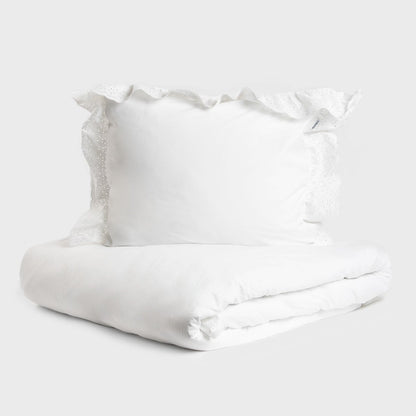 MORAIN Microfibre White Bedding Set with Lace 140x200 cm