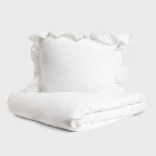 MORAIN Microfibre White Bedding Set with Lace 140x200 cm