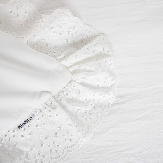 MORAIN Microfibre White Bedding Set with Lace 140x200 cm