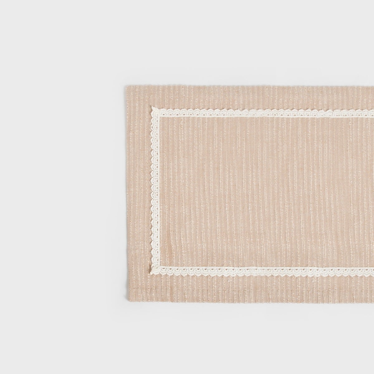 ANIZA Beige Table Runner with White Lace 40x160 cm