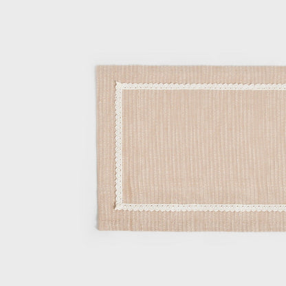ANIZA Beige Table Runner with White Lace 40x160 cm