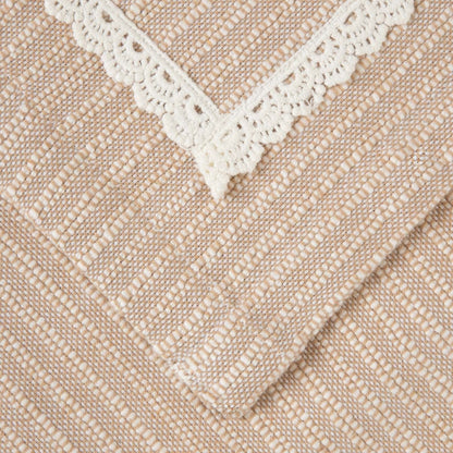 ANIZA Beige Table Runner with White Lace 40x160 cm