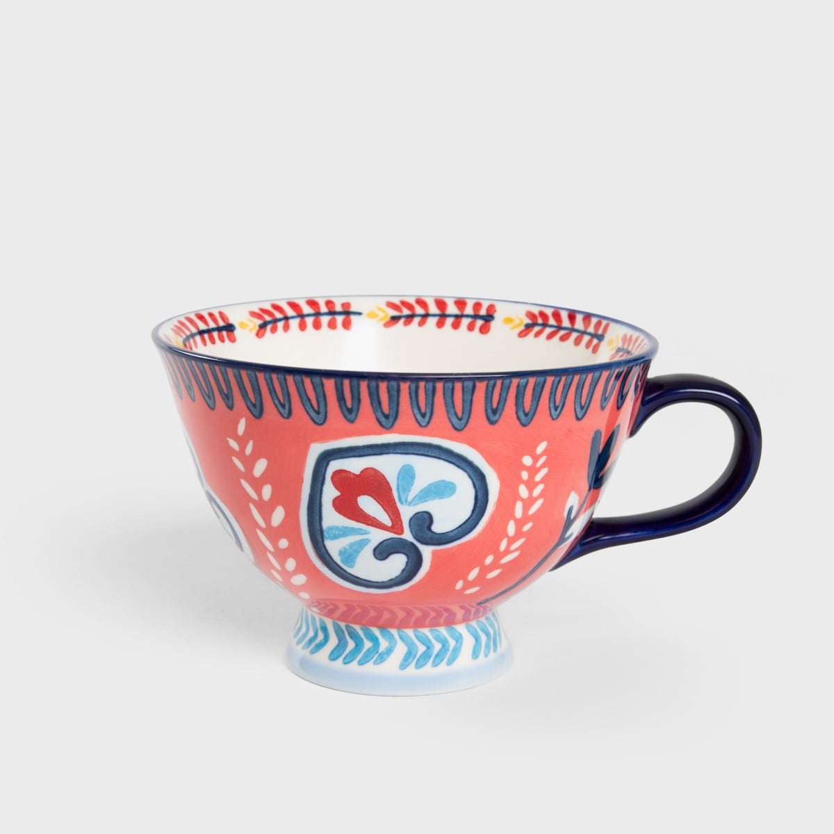 SHILLA Hand-Painted Ceramic Mug with Navy Blue Handle 0.4L