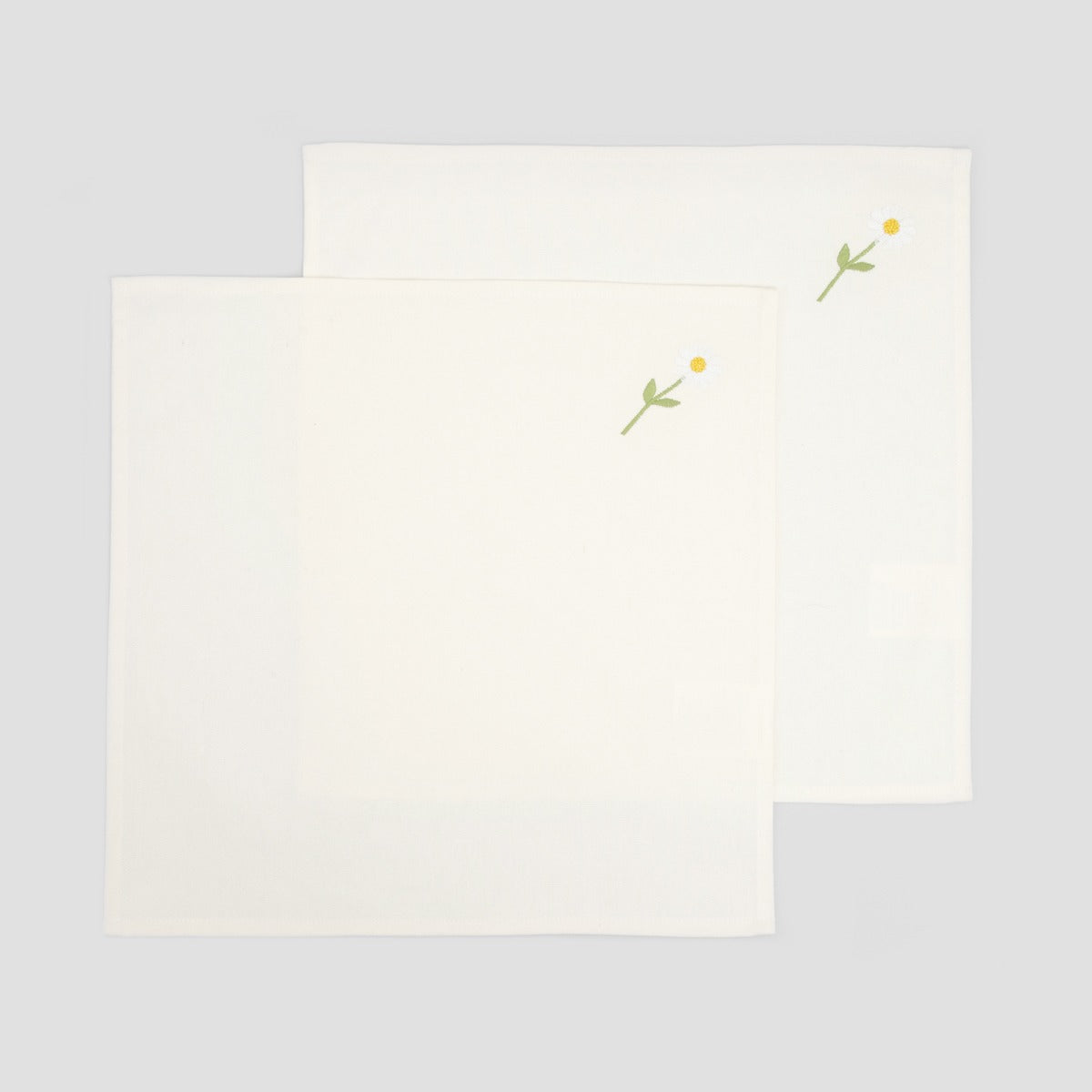 SAGRA Ecru Napkins with Embroidered Daisy - Set of 2