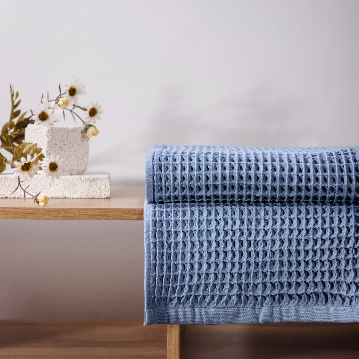 VAFFEL Blue Cotton Towel 70x130cm