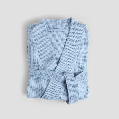 Blue VAFFEL Bathrobe S/M 100% Cotton Modern Hamptons