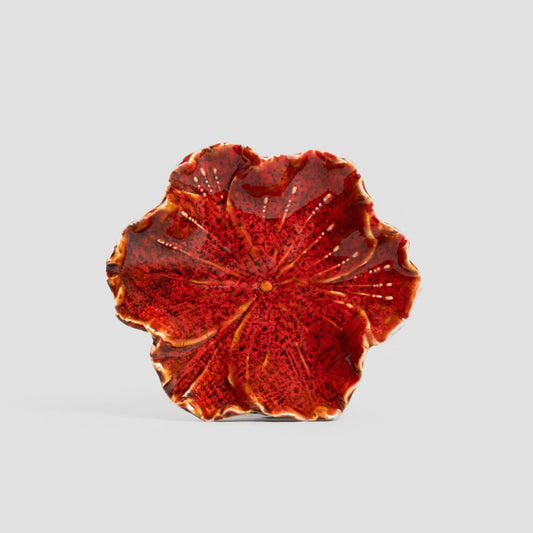EDME Ceramic Red Decorative Tray - 13x11.5x3 cm