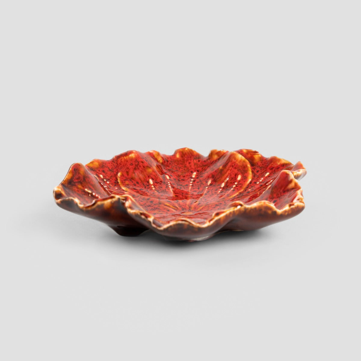 EDME Ceramic Red Decorative Tray - 13x11.5x3 cm
