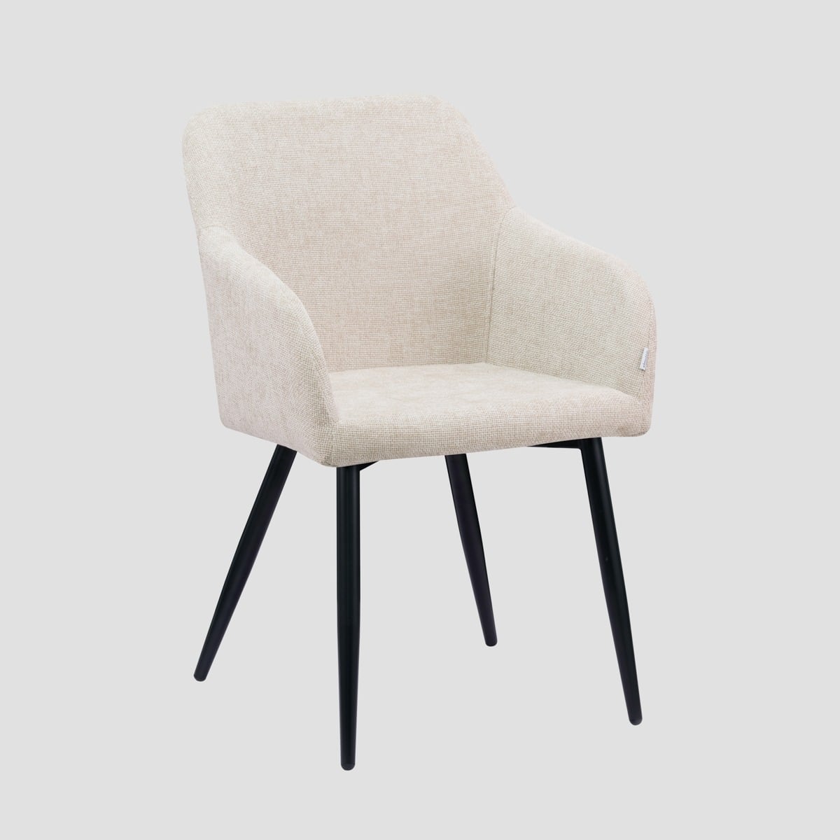 Sella Beige Chair with Ergonomic Armrests and Black Metal Legs