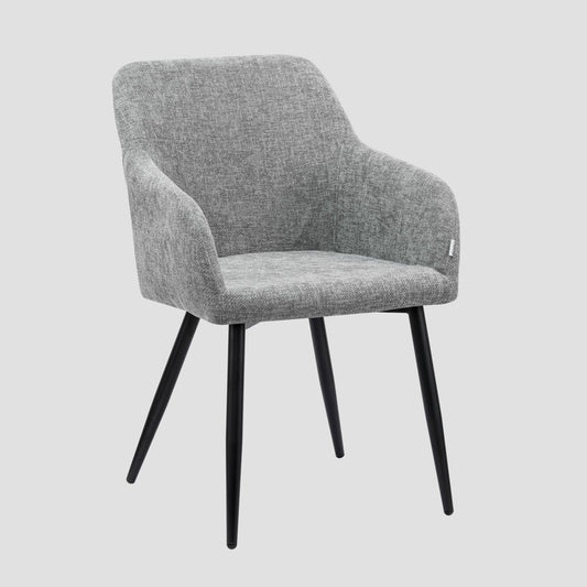 Sella Grey Chair with Ergonomic Backrest and Metal Legs