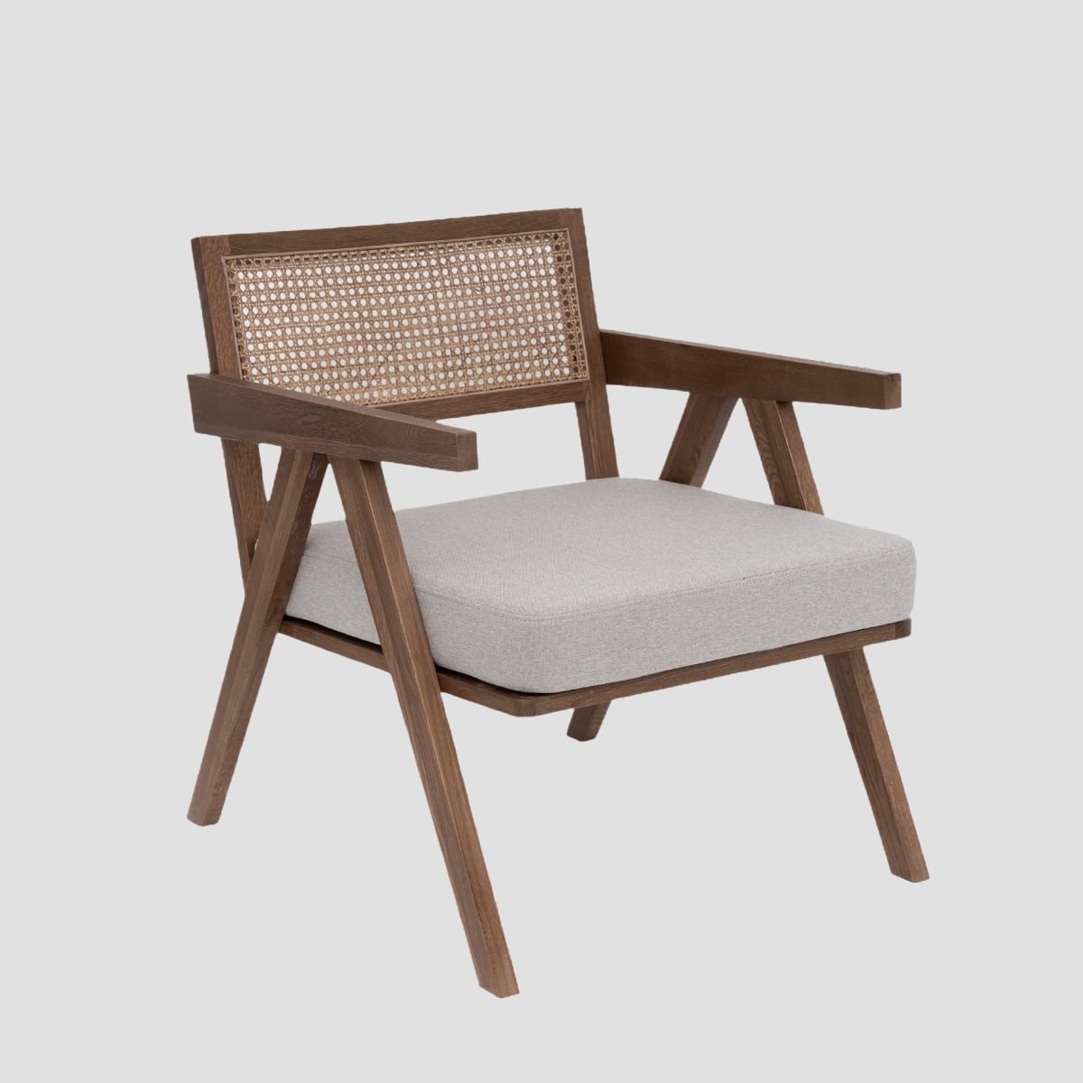 FEDELE Armchair Wooden Oak with Brown Rattan 63x75x75 cm