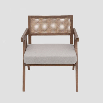 FEDELE Armchair Wooden Oak with Brown Rattan 63x75x75 cm