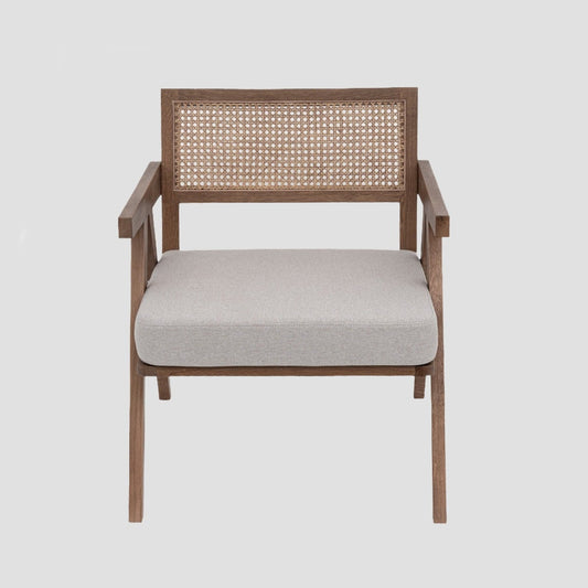 FEDELE Armchair Wooden Oak with Brown Rattan 63x75x75 cm