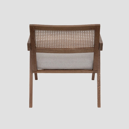 FEDELE Armchair Wooden Oak with Brown Rattan 63x75x75 cm