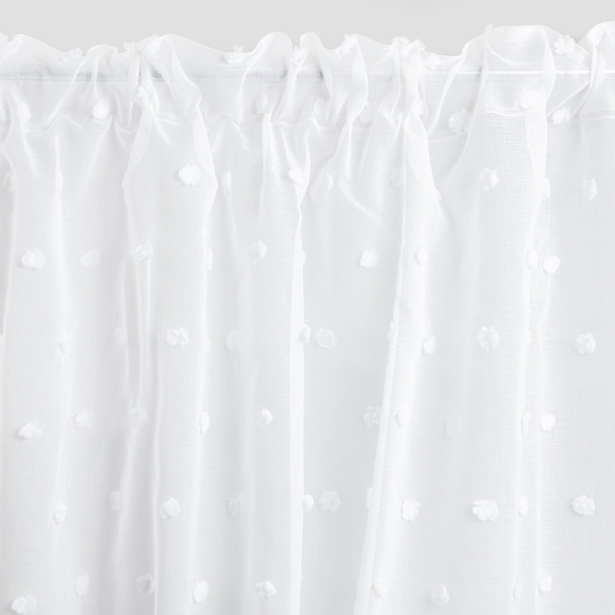 BELMONTE White Curtain Blind with Decorative Pompoms 140x250cm
