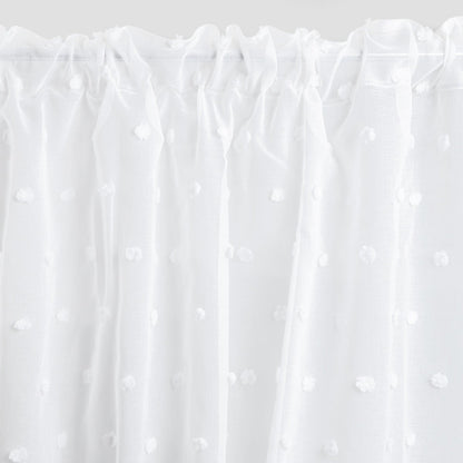 BELMONTE White Curtain Blind with Decorative Pompoms 140x250cm