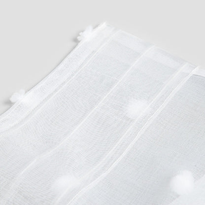 BELMONTE White Curtain Blind with Decorative Pompoms 140x250cm