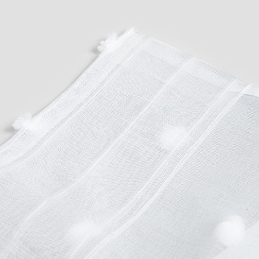 BELMONTE White Curtain Blind with Decorative Pompoms 140x250cm