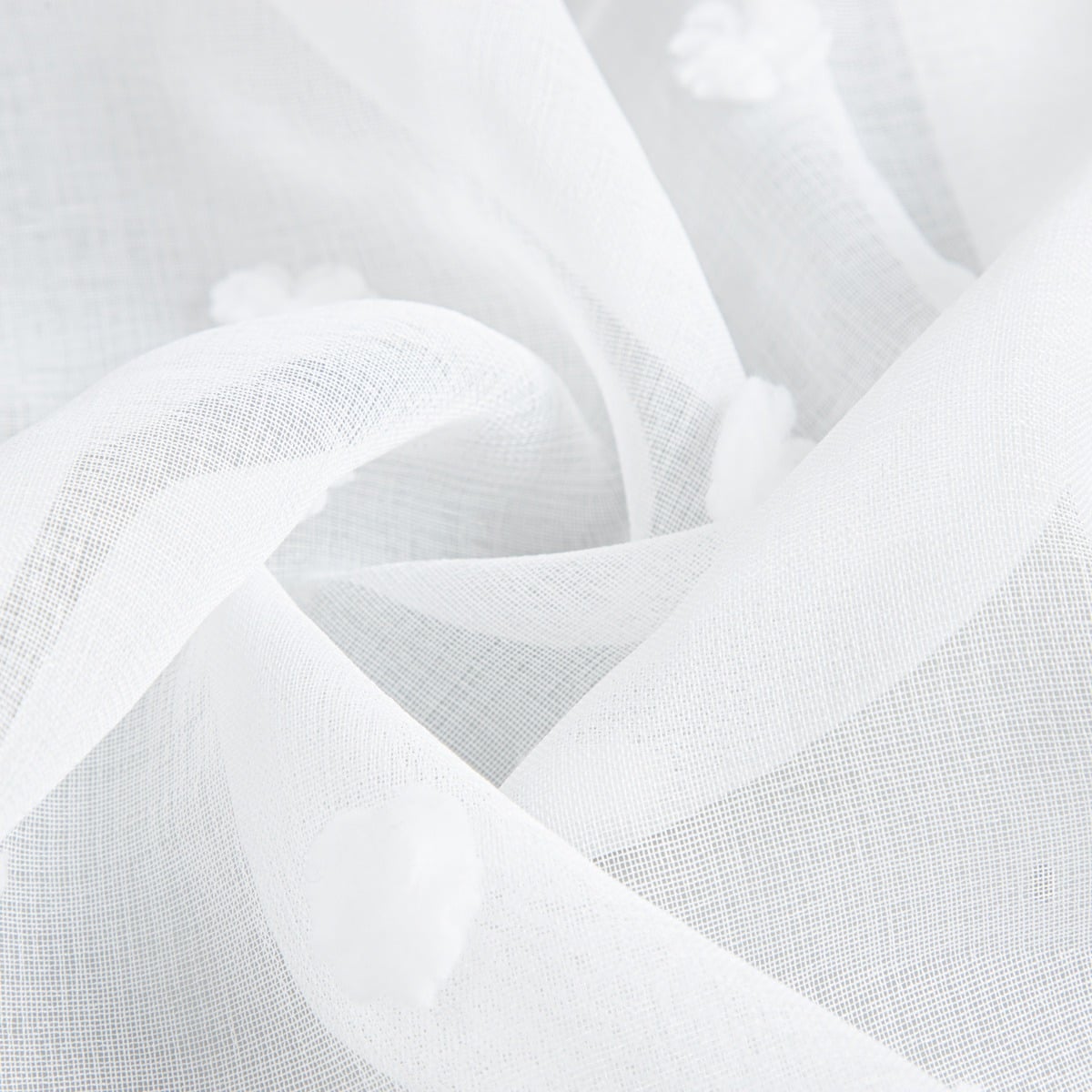 BELMONTE White Curtain Blind with Decorative Pompoms 140x250cm