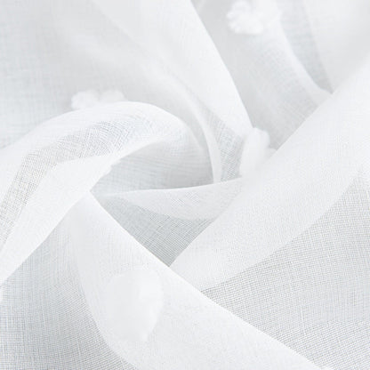 BELMONTE White Curtain Blind with Decorative Pompoms 140x250cm