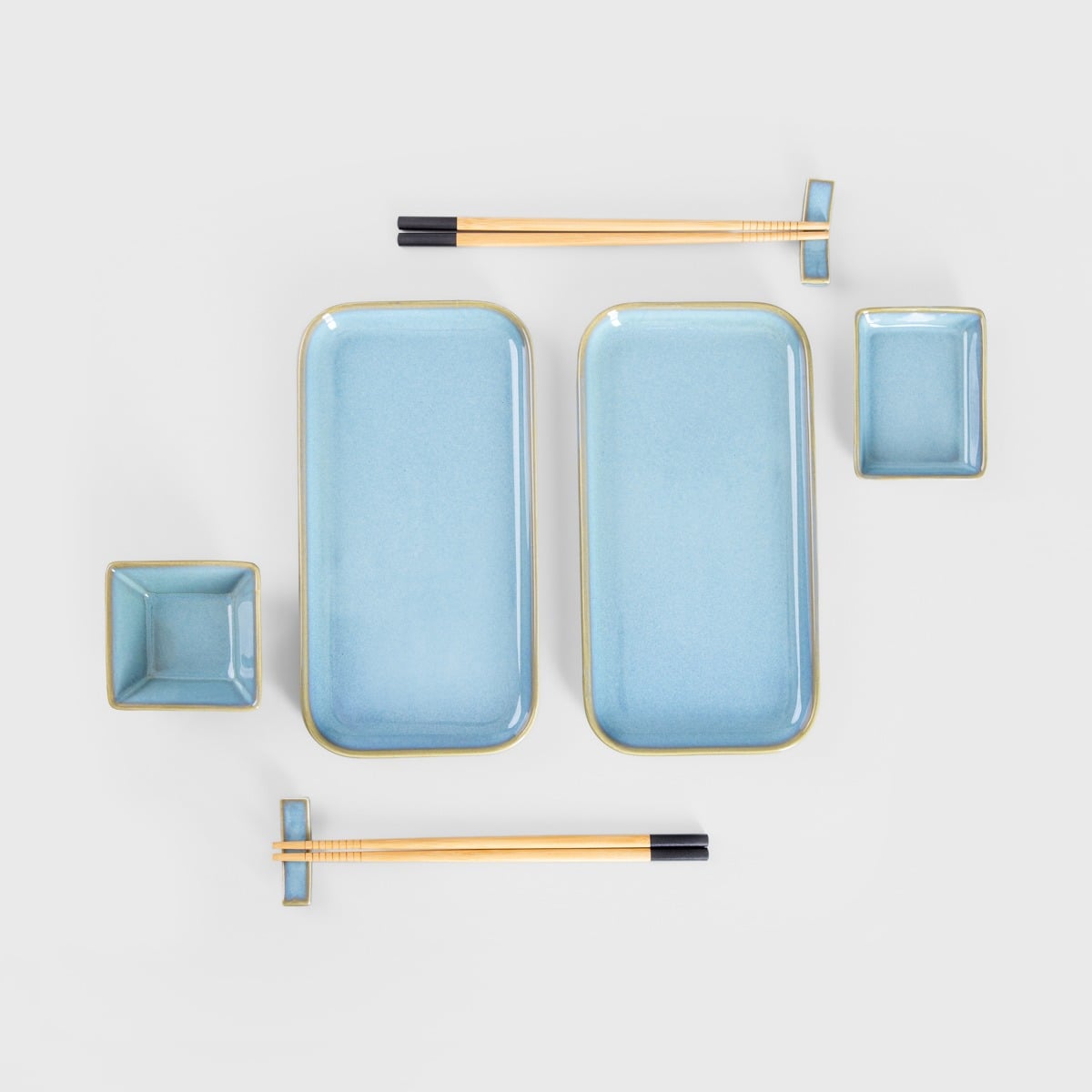 Okinawa Sushi Set for 2 Persons - 8 Piece Ceramic Serving Dish