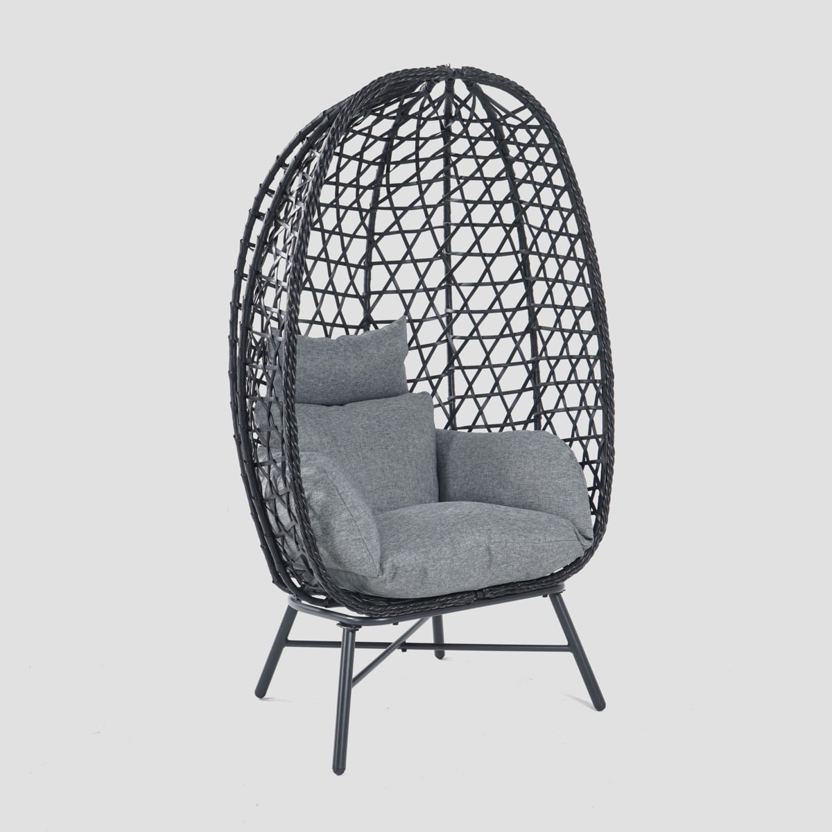 Paraiso Armchair Black with Grey Cushion 85x67x144 cm